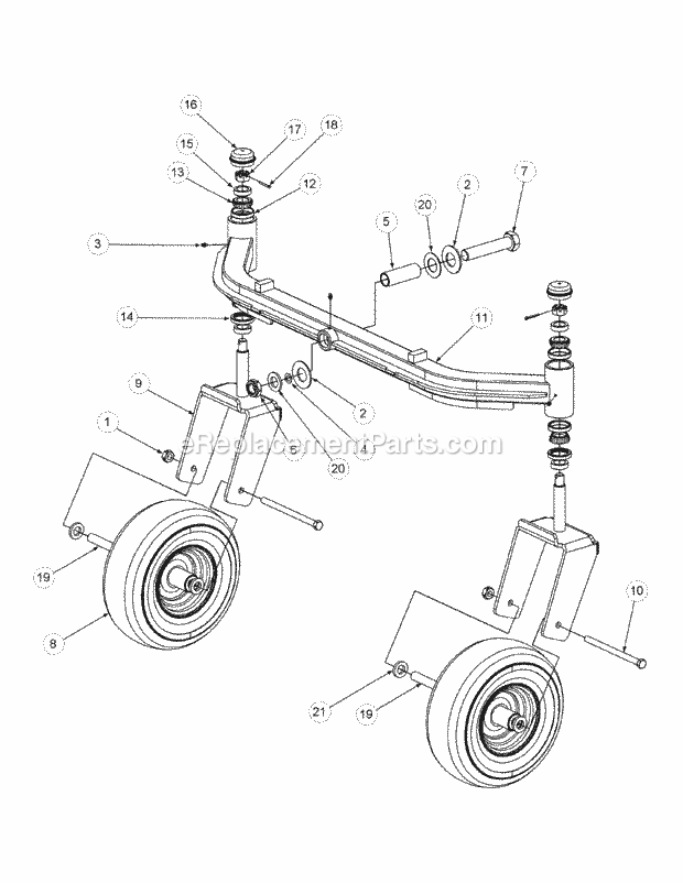 Front Caster Assembly Diagram and Parts List for M72-GN33 53CB5FJZ750 Cub Cadet Sprayer